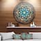 Designart - Large Brown Blue Fractal Flower' Floral Metal Circle Wall Art